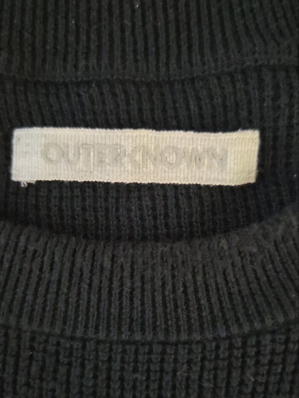 Outerknown Nostalgic Striped Waffle Knit Sweater Black Rainbow Men's Large - Picture 2 of 6